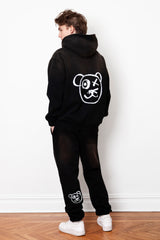 Universal Fit Graffiti Bear Cotton Espresso Vintage Wash Hoodie