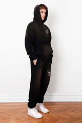 Universal Fit Graffiti Bear Cotton Espresso Vintage Wash Hoodie