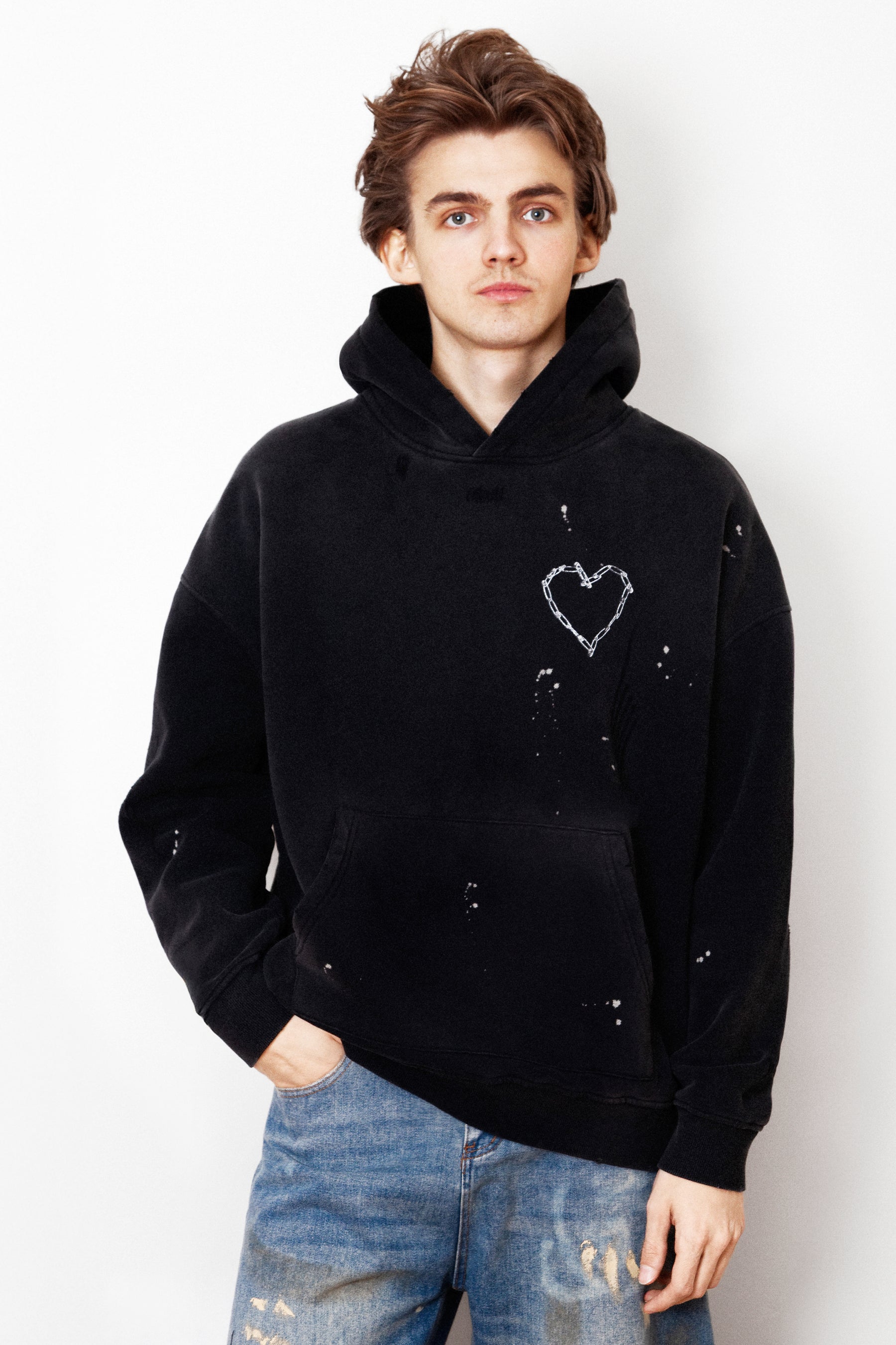 Universal Fit Love Riot Custom Distressed Frayed Cotton Hoodie