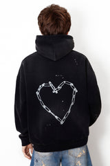 Universal Fit Love Riot Custom Distressed Frayed Cotton Hoodie