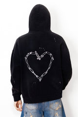 Universal Fit Love Riot Custom Distressed Frayed Cotton Hoodie