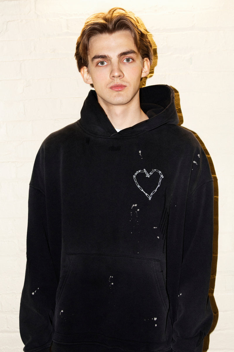 Universal Fit Love Riot Custom Distressed Frayed Cotton Hoodie